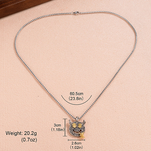 Hip-Hop Cool Style Cross Skull Copper Plating Inlay Zircon Silver Plated Pendant Necklace