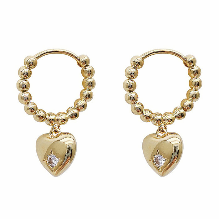 1 Pair IG Style Korean Style Heart Shape Plating Copper Drop Earrings