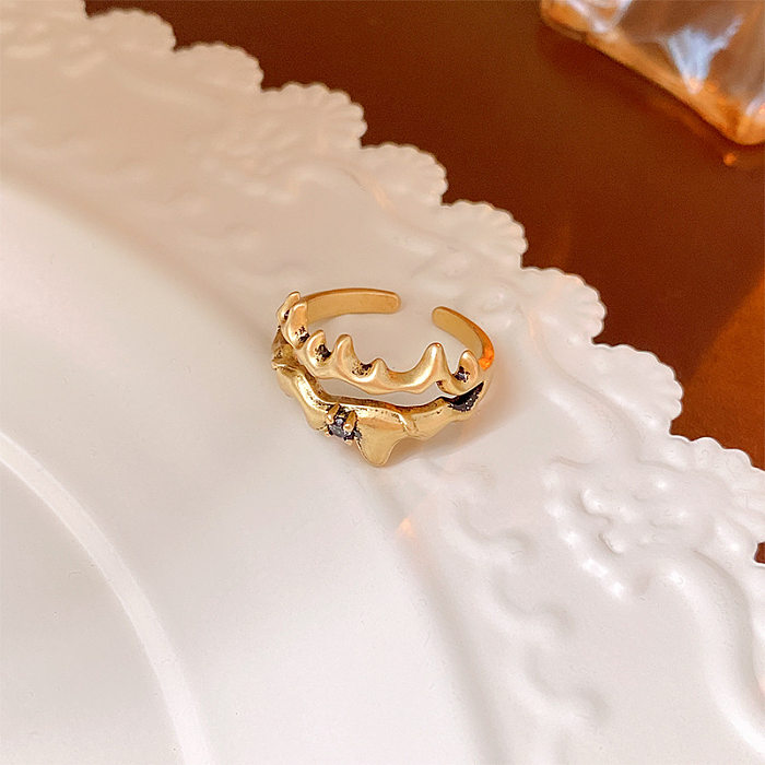 Anéis banhados a ouro de cobre de cor sólida retrô a granel