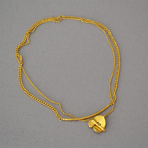 Matsumoto Huinai-collar de doble capa para mujer, diseño Retro de nicho japonés, cadena de suéter de doble uso chapada en Latón dorado