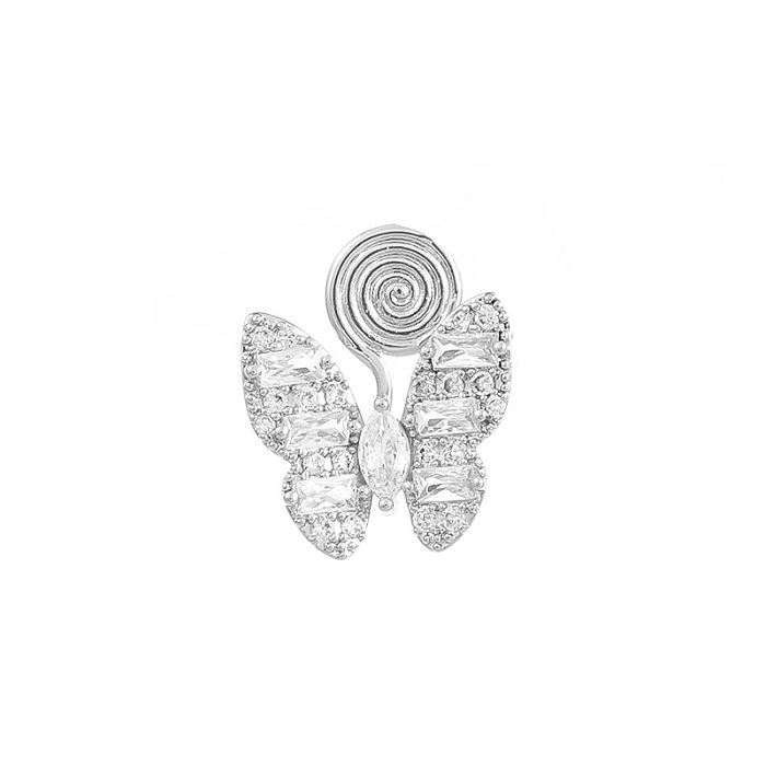 Fashion Wings Butterfly Copper Plating Artificial Diamond Zircon Ear Clips 1 Piece
