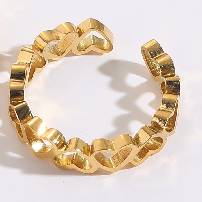 1 Stück koreanischer Stil Unendlichkeitsherzform Kupferbeschichtung Inlay Zirkon 14K vergoldete Ringe