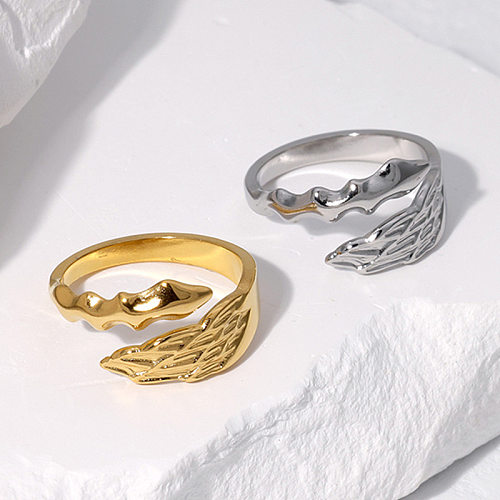 Exaggerated Angel Stainless Steel Asymmetrical Open Rings