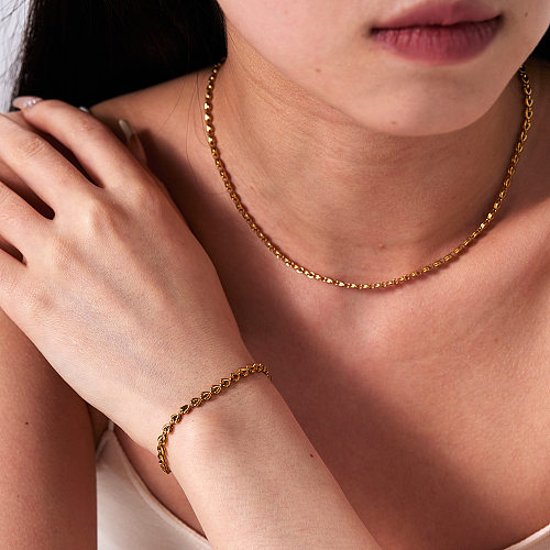 Estilo simples streetwear cor sólida chapeamento de aço inoxidável 18k banhado a ouro pulseiras colar