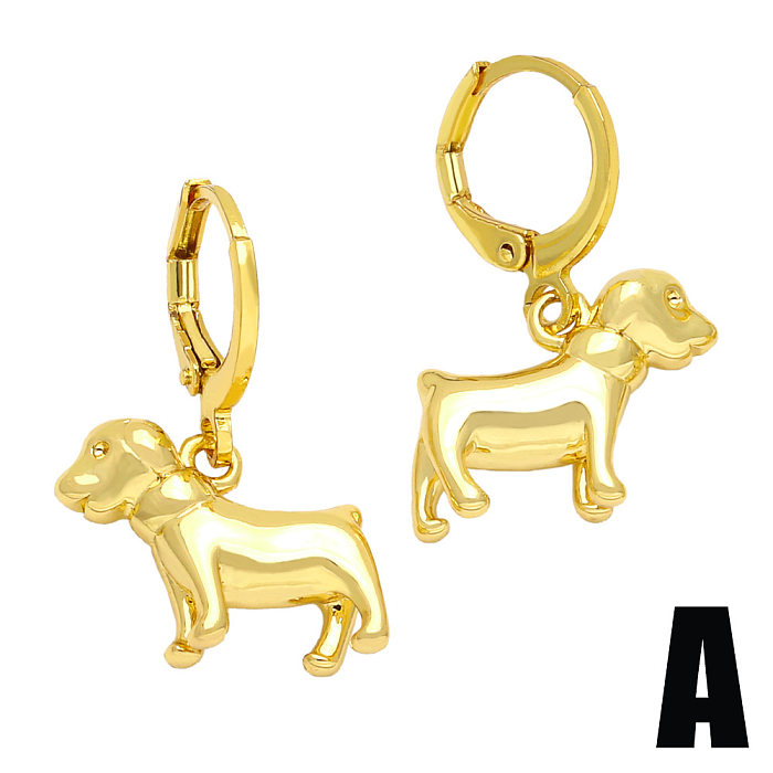 Mode-Hunde-Smiley-Kupfer-Tropfen-Ohrringe legen Zirkon-Kupfer-Ohrringe ein