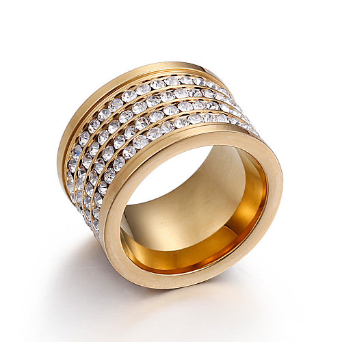 Nova moda quatro fileiras de zircão anel de aço inoxidável atacado Olá joias