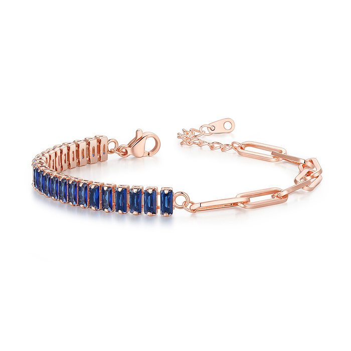 Lady Solid Color Copper Plating Inlay Zircon Gold Plated Bracelets