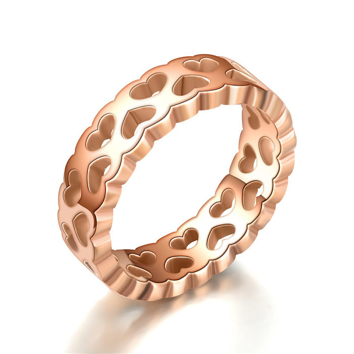 Nova moda oca de aço inoxidável em forma de coração anéis atacado jóias