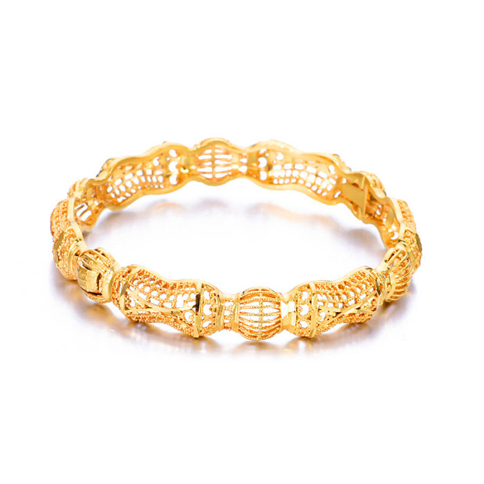 Ethnic Style Solid Color Copper Plating Gold Plated Bangle