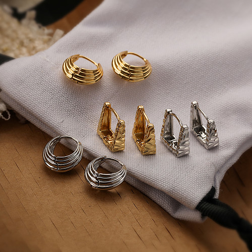 1 Pair Vintage Style Simple Style Geometric Plating Copper 18K Gold Plated Earrings