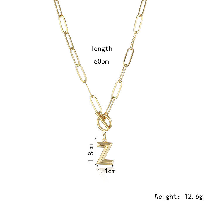Fashion Letter Copper Gold Plated Necklace 1 Piece