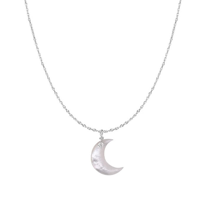 Simple Style Moon Shell Copper Pendant Necklace