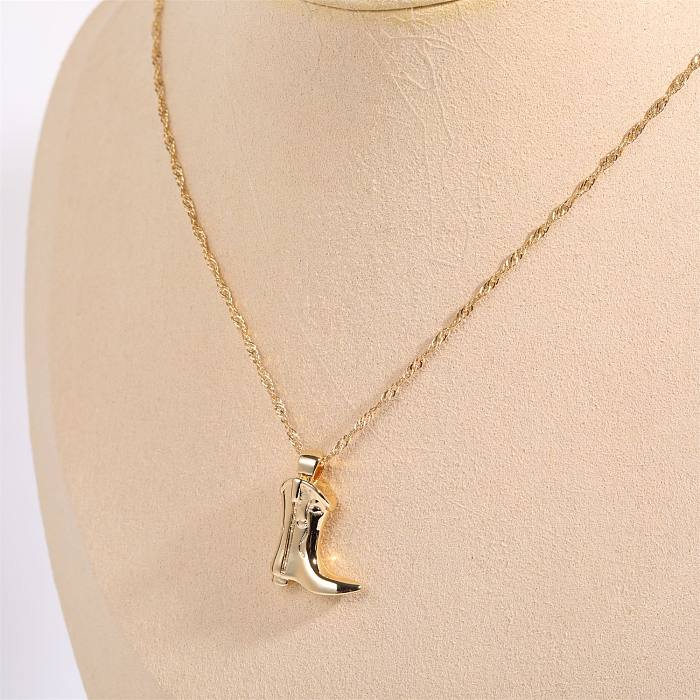Simple Style Solid Color Copper Plating Gold Plated Pendant Necklace