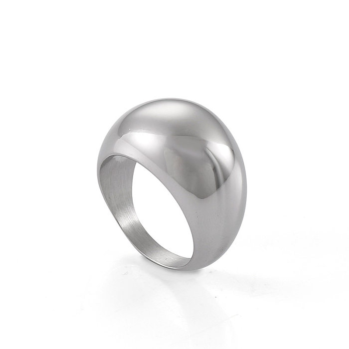 Fashion Solid Color Arc Large Smooth Stainless Steel  Geometric Ring Wholesale jewelry