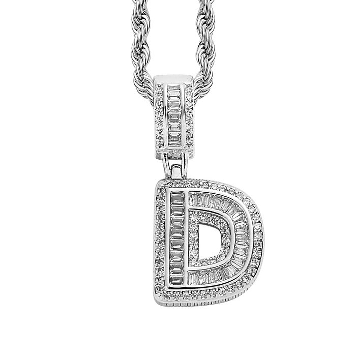 Simple Style Letter Copper Inlay Zircon Pendant Necklace 1 Piece