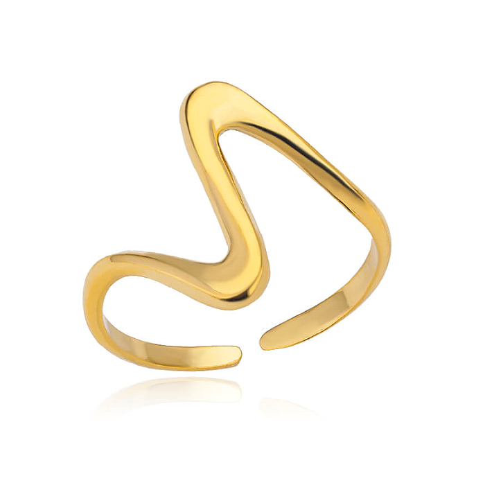 Wholesale Hip-Hop Modern Style Waves Stainless Steel Plating 18K Gold Plated Open Rings