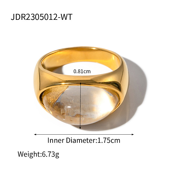 Anéis folheados a ouro de aço inoxidável geométrico retro da resina 18K no volume