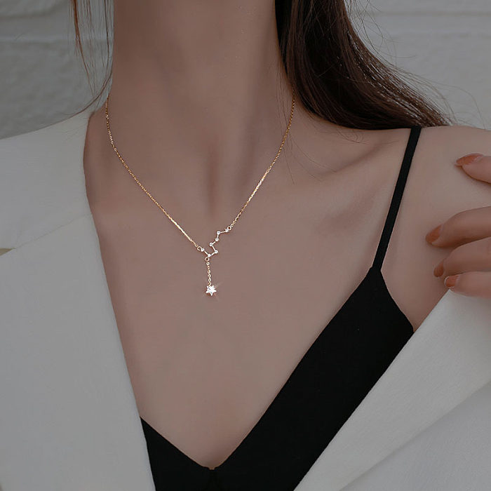 Simple Style Geometric Copper Artificial Gemstones Pendant Necklace In Bulk