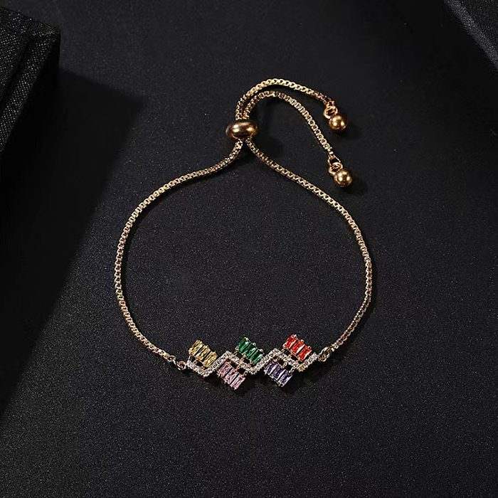 Glam Simple Style Geometric Copper Plating Inlay Zircon Bracelets