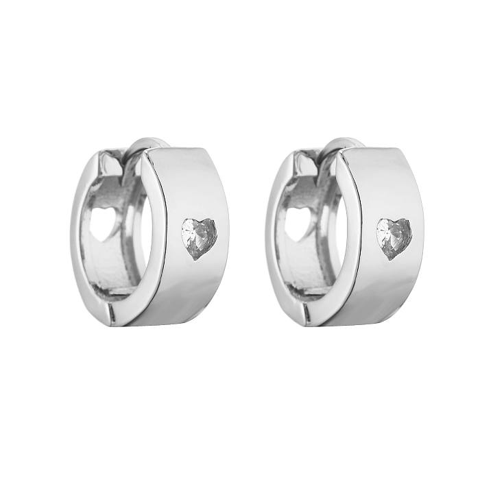 1 Pair Elegant Simple Style Heart Shape Plating Inlay Copper Zircon Earrings