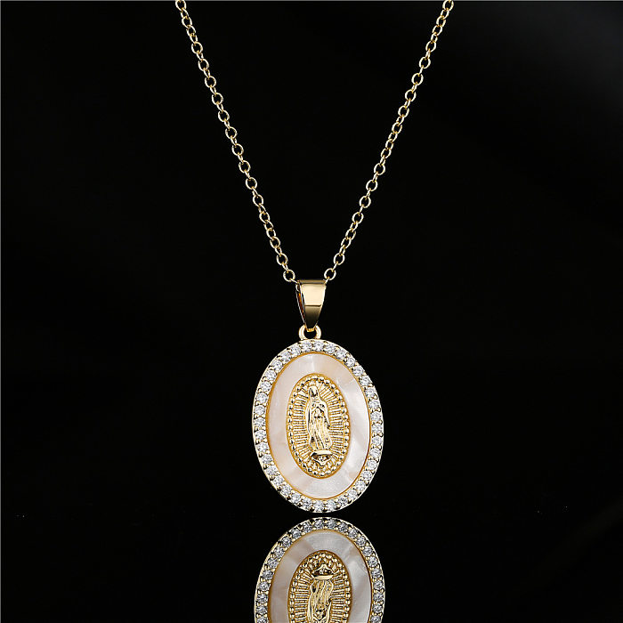 Klassischer religiöser Schmuck, verkupferter 18-Karat-Gold-Zirkon-Anhänger mit Jungfrau-Maria-Anhänger-Halskette für Damen