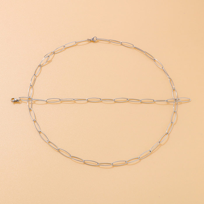 Ensemble de bracelets en chaîne de clavicule ovale en titane Simple, vente en gros de bijoux