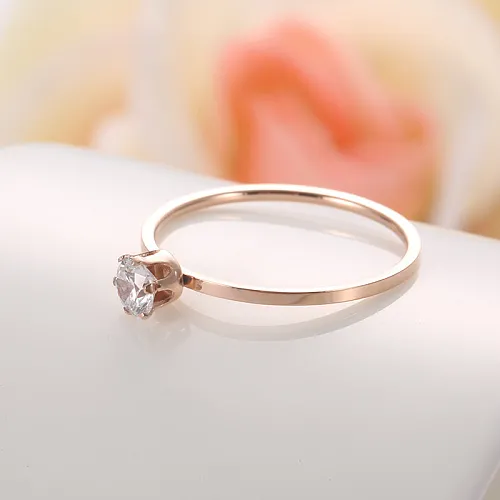 Simple Style Geometric Titanium Steel Inlay Rhinestones Rings