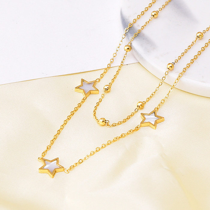 INS Style Simple Style Star Titanium Steel Plating Inlay Shell Earrings Necklace