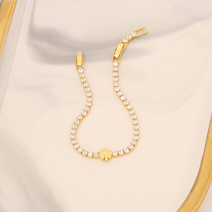 Fashion Heart Shape Copper Plating Inlay Zircon Bracelets 1 Piece