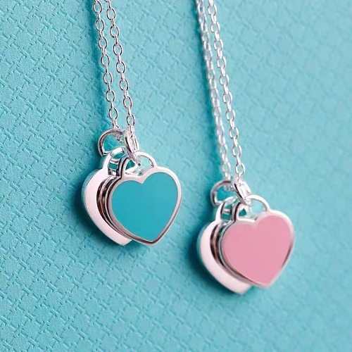 Fashion Heart Shape Copper Epoxy Pendant Necklace