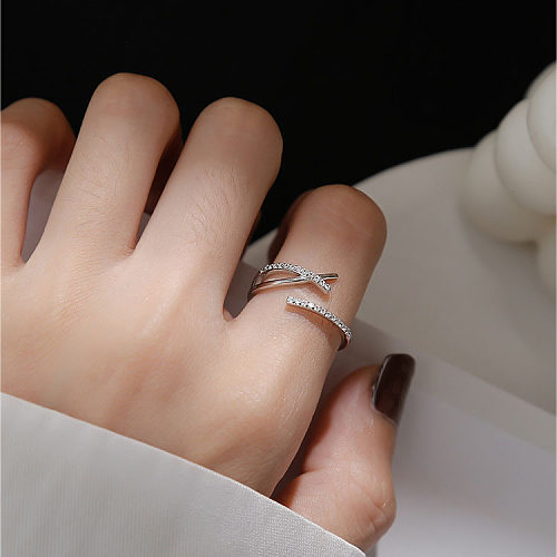 Simple Style Solid Color Copper Inlay Zircon Rings