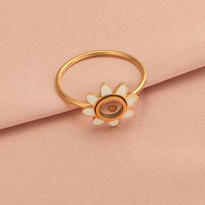 IG Style Flower Edelstahl vergoldete versilberte Ringe