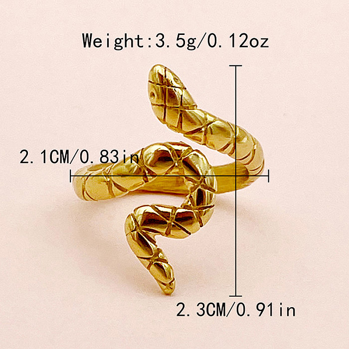 Placage d'acier inoxydable de serpent rétro classique découpant des anneaux plaqués or