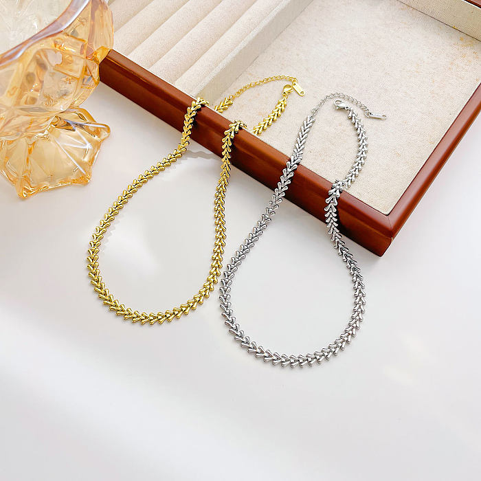 Casual cor sólida chapeamento de aço inoxidável banhado a ouro branco pulseiras colar