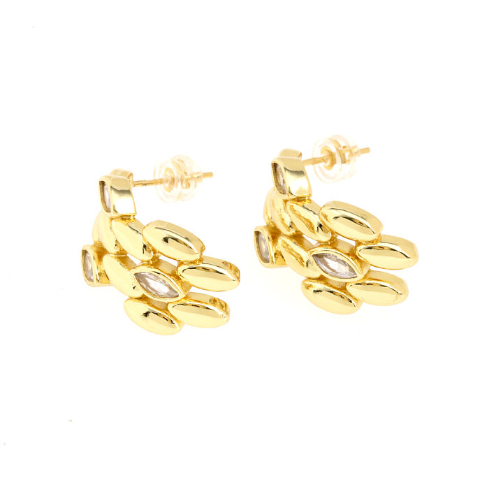 1 Pair Retro Simple Style Geometric Plating Inlay Copper Zircon 18K Gold Plated Ear Studs