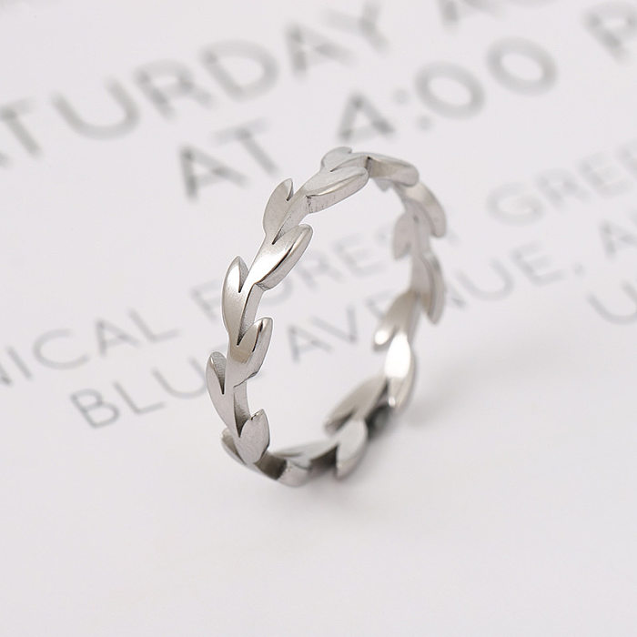 Simple Style Leaves Stainless Steel Polishing Rings 1 Piece