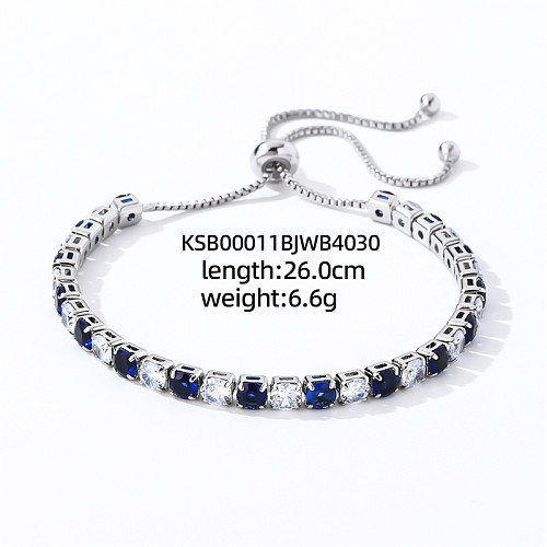 Casual Streetwear Shiny Square Copper Inlay Zircon Bracelets