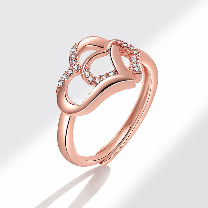 Anéis simples do zircão do embutimento do chapeamento de cobre da forma do coração do estilo