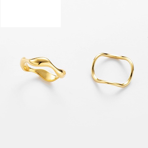 أزياء لامعة 14K الذهب التيتانيوم الصلب المرأة خاتم متعدد قطعة المجوهرات
