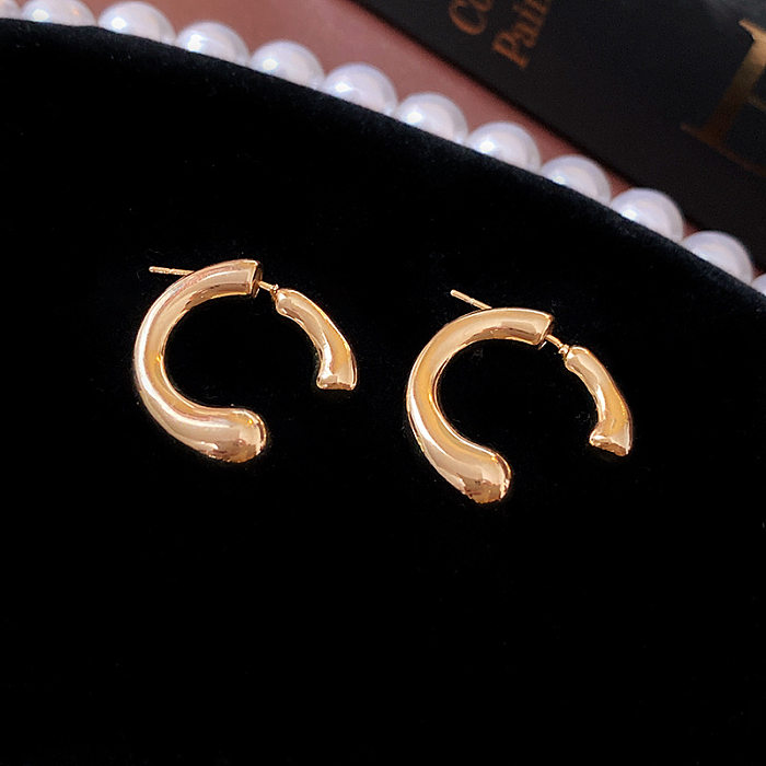 1 Paar Retro-Ohrringe mit Kreuz, oval, herzförmig, vergoldet, Kupfer