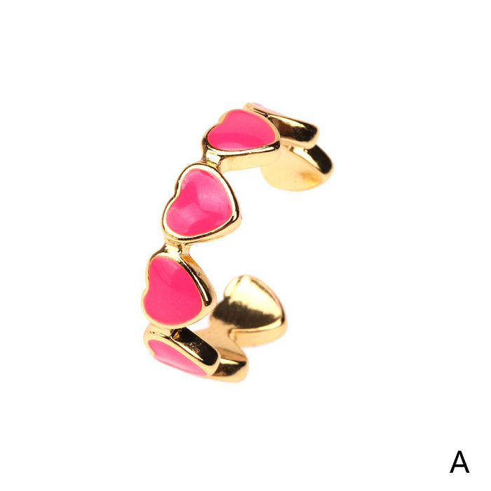 Wholesale Solid Color Heart Copper Open Ring jewelry