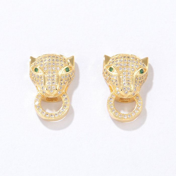 Brincos de orelha de leopardo estilo simples de cobre banhado a ouro zircão