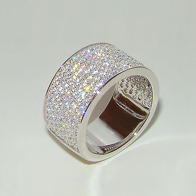 Bagues en diamant artificiel avec incrustation de cuivre de couleur unie de style simple, 1 pièce