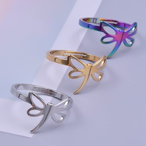 Anillos chapados en oro de acero inoxidable con nudo de lazo de color sólido Commute