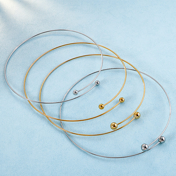 Conjunto de joias de aço inoxidável de novo estilo europeu e americano com contas redondas joias de fio de aço