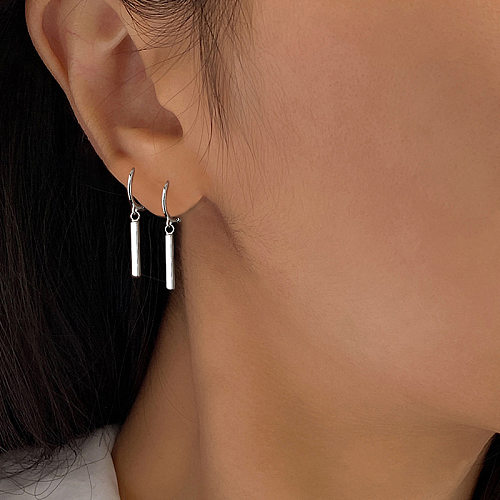 1 Pair Simple Style Square Copper Tassel Plating Silver Plated Earrings