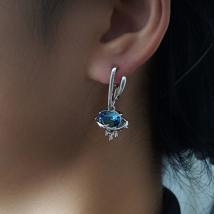 Boucles d'oreilles pendantes pour femmes en Zircon plaqué cuivre en forme de cœur à la mode