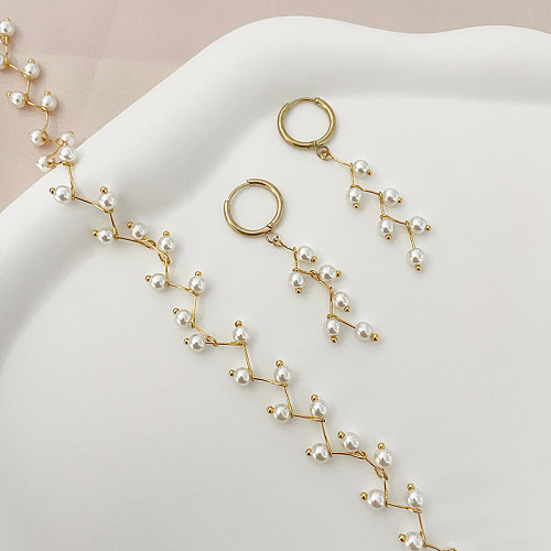 Conjunto de joias banhadas a ouro 14K com revestimento de aço inoxidável de cor sólida geométrica elegante