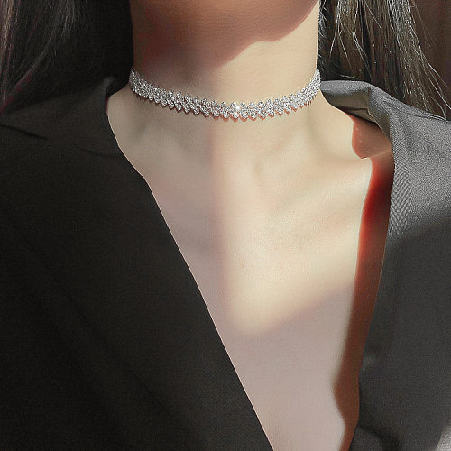 Mode Spleißen Kupfer Halsband Inlay Strass Kupfer Halsketten 1 Stück