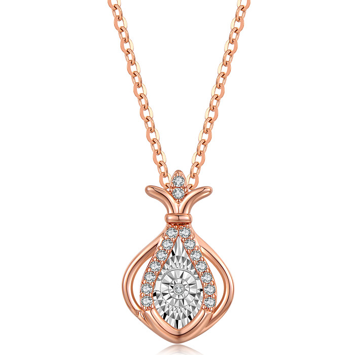 Simple Style Swan Gourd Copper Plating Inlay Diamond Rose Gold Plated Necklace